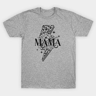 MAMA Light bolt Floral Leopard print Mother's Day Vintage T-Shirt